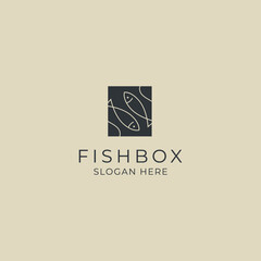 Minimalist Fish food restaurant with box logo design