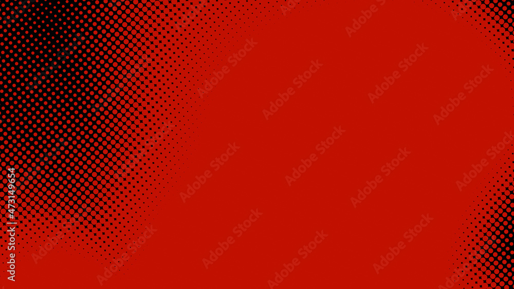 Poster dots halftone red black color pattern gradient texture background.
