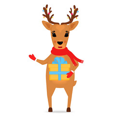 Christmas reindeer with gift box