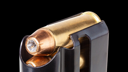 Hollow point bullets in a magazine