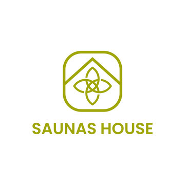 sauna house logo, flower icon, natural leaves