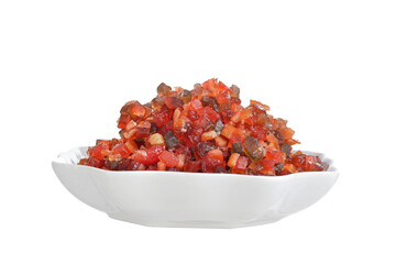 isolated mixed glace candied fruit in a bowl