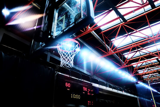 Basketball theme with basket and scoreboard