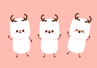 Cute marshmallow cartoon character. Marshmallow vector.
