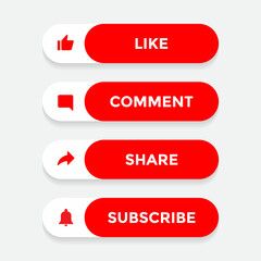 Like, Comment, Share, and Subscribe Icon Vector Illustration