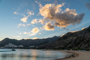 Beautiful View on Playa de Las Teresitas during dawn, Tenerife