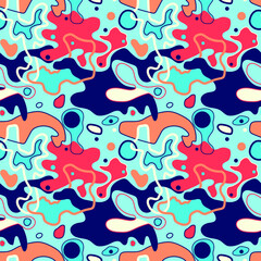 Seamless abstract vector pattern with wavy shapes and lines