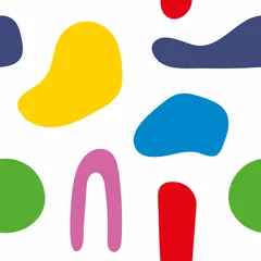 Stickers muraux Formes géométriques Modèle sans couture abstrait coloré avec différentes formes. Dessiné à la main. Illustration vectorielle simple.