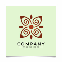 The interlocking leaf ornament line logo becomes a unique and simple logo