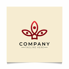 Simple three-leaf maroon crown-shaped logo
