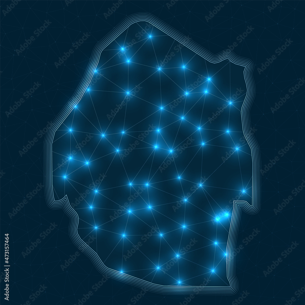 Poster swaziland network map. abstract geometric map of the country. digital connections and telecommunicat