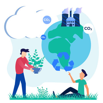 Illustration vector graphic cartoon character of prevent climate change