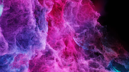 3D Nebula clouds in pink, blue and green