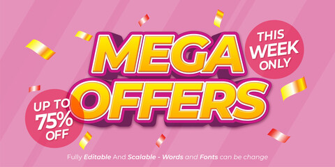 Editable text Mega sale and offers suitable for online shopping day sale banner