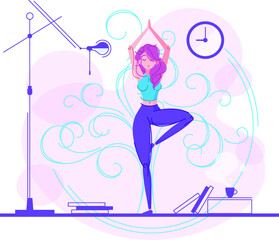 Cute Girl Practicing Yoga