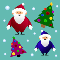 Santa claus tree new year red green blue christmas