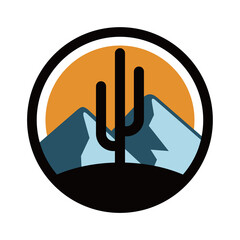 cactus mountain logo icon vector