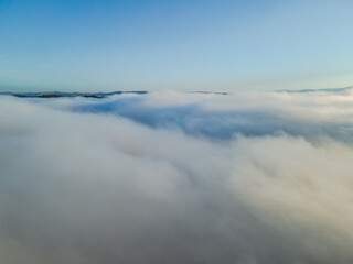 aerial view above the clouds