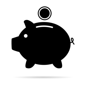 Piggy bank flat icon, sign vector with empty web symbol. Money income, economic graphic button