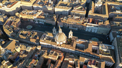 Aerial drone photo of iconic masterpiece elliptic square - Piazza Navona, Rome historic centre,...