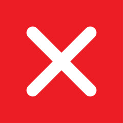 Cross mark icon, X sign, simple error design vector illustration, false choice symbol