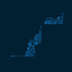 Western Sahara dotted glowing map. Shape of the country with blue bright bulbs. Vector illustration.
