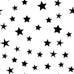 Stars seamless pattern. Random star icons, space sky night design.