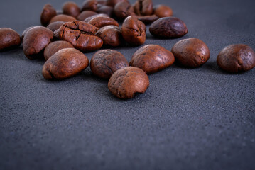 Coffee beans isolated on gray background