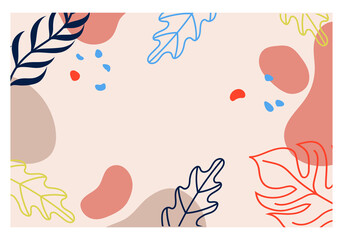 floral copy space illustration in brown. beautiful abstract background drawing in summer escape theme for invitations, posters, covers, cards, etc.