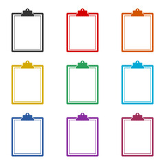 Blank Checklist clipboard icon isolated on white background, color set