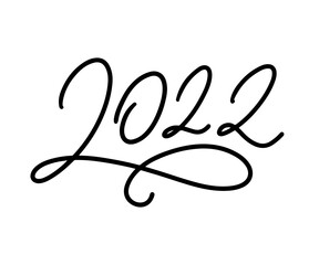 Happy new year 2022 logo text design. 2022 year number design template continuous line drawing. Vector