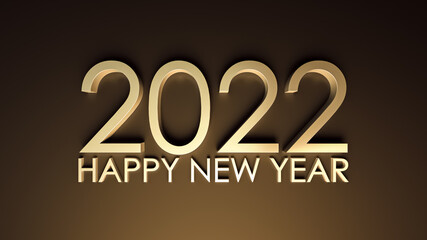 2022 year, golden numbers, 3d illustrations