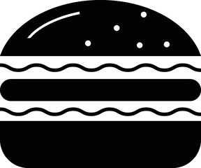 Black and white cheeseburger isolated on white background. Vector illustration
