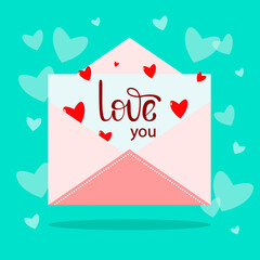 Valentine's Day greeting card. Flat design.

