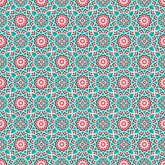 Seamless texture with arabic geometric ornament. Vector asian mosaic pattern with alternating decorative elements