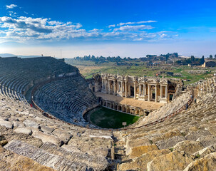 Ancient amphitheater near Pamukkale in Hierapolis, Turkey