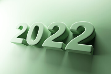 2022 New Year Symbol on green studio background