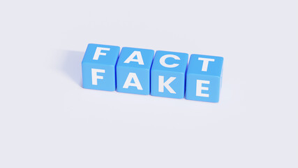 Blue and White Fact and Fake Crossword Cube Letters