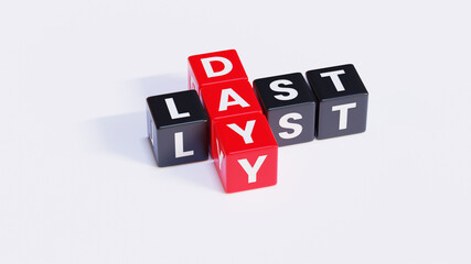 Black and Red Last Day Crossword Cube Letters