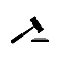 justice hammer con design template vector isolated illustration