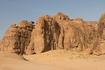 Fototapeta na wymiar View of a rock formation near Al Ula. Saudi Arabia.