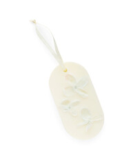 Beautiful scented sachet with flowers isolated on white