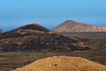 A beautiful volcanic landscape in Lanzarote early in the morning.