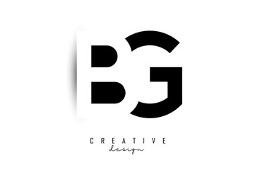 Obraz premium Letters BG Logo with black and white negative space design. Letters B and G with geometric typography.