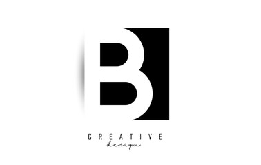 Letters BI Logo with black and white negative space design. Letters B and I with geometric typography.