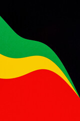 Abstract geometric black, red, yellow, green color background. Black History Month color background with copy space for text