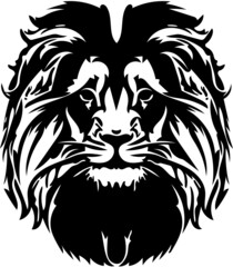 Fototapeta na wymiar Lion head mascot vector logo in black and white