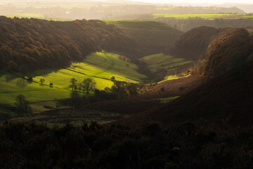 View of valley in autumn under clear sky from a hiking path in Yorkshire England © Haris Photography