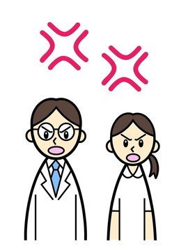 doctor and nurse with anger symbols