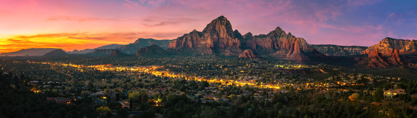 Sendona city with red rock background